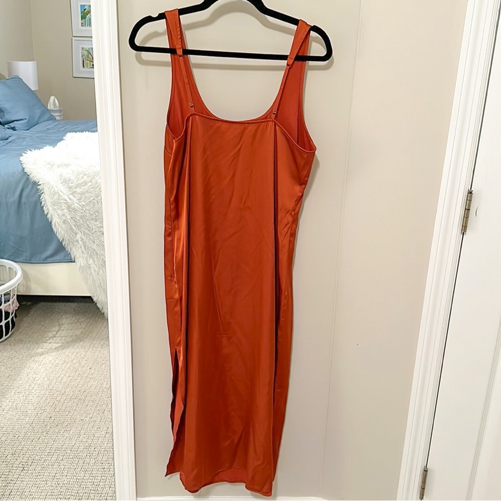 Abercrombie & Fitch | Satin Slip Midi Dress Burnt Orange – Size M NWT - Picture 7 of 11